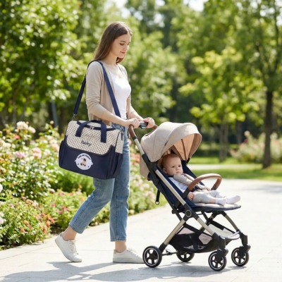 Sac à langer bandoulière organisation 5 pièces maman promenade bébé sentier parc