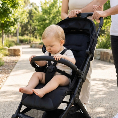 Barre de sécurité universelle rembourrée  bébé regarde sol