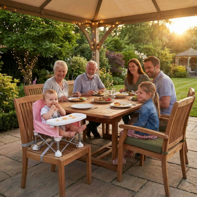 Chaise rehausseur portable souper extérieur famille
