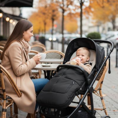 Chancelière pour poussette confort universel maman café