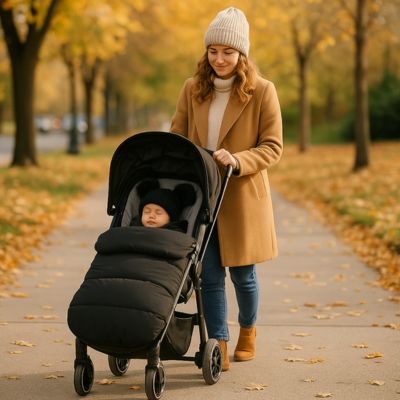 Chancelière poussette cozy winter promenade automne