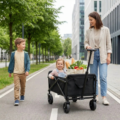 Chariot poussette multifonction promenade enfants piste cyclable
