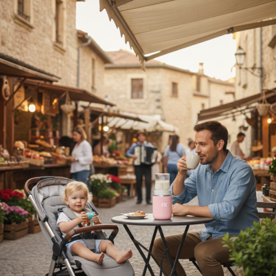 Chauffe biberon voyagesmart terrasse papa bébé