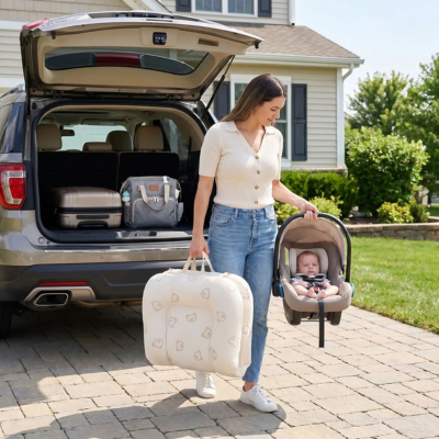 Couffin nomade multifonction respirant maman transporte bébé siège auto et couffin valise voiture