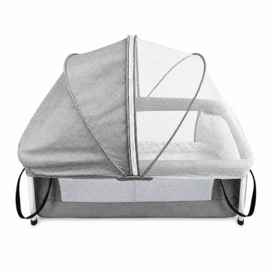 Couffin portable pliable et sécurisé gris