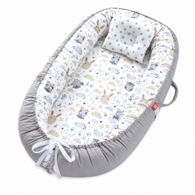 Couffin transportable pur coton évolutif gris