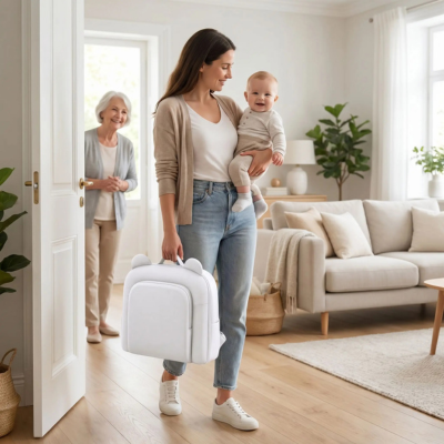 Couffin voyage nomade confort maman bébé visite grand-maman