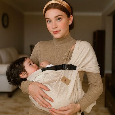 Echarpe de portage bébé endormi confortablement