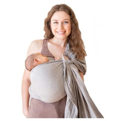 Écharpe de portage bébé maman main libre beige 
