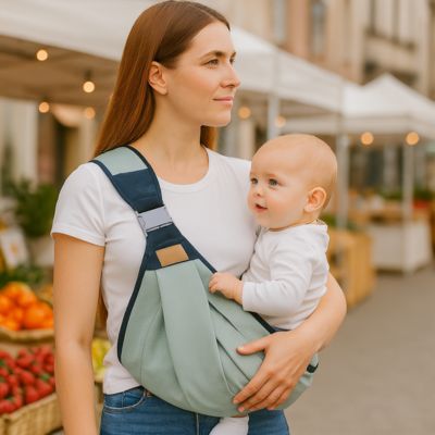 Écharpe de portage bébé moderne maman marché