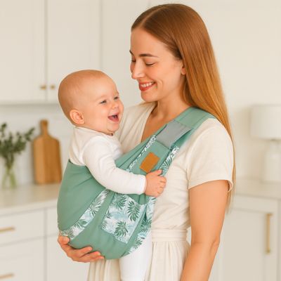 Écharpe de portage ergonomique bandoulière bébé heureux