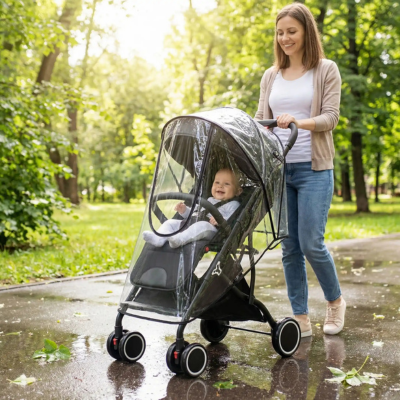 Habillage pluie poussette transparent promenade maman pluie été