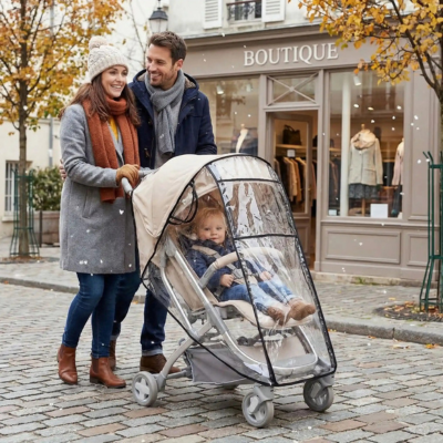Habillage pluie poussette universel transparent promenade famille neige