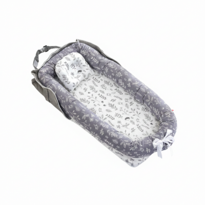 Lit voyage bébé nomade gris fleuri