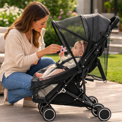Moustiquaire poussette universelle respirante maman tétine bébé