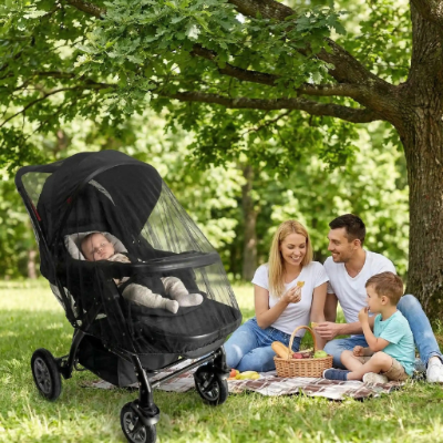 Moustiquaire poussette universelle ultra-légère bébé dodo famille collation