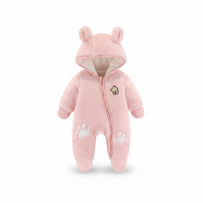 Nid d'ange bébé capuche ourson rose