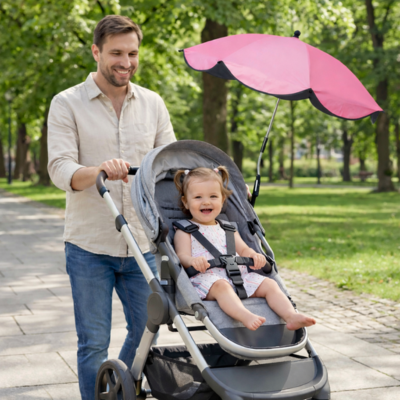 Ombrelle pour poussette polyvalent UPF50 papa promenade bébé fille