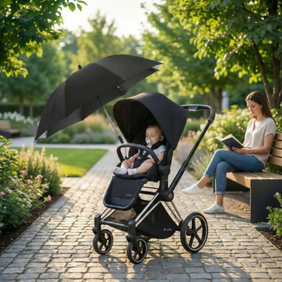 Ombrelle pour poussette protection uv réglable 360 maman bébé parc