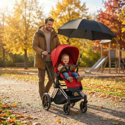 Ombrelle pour poussette protection uv réglable 360 papa bébé promenade automne