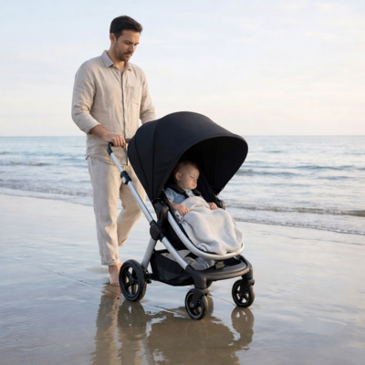 Par soleil pouir poussette protection UV optimale papa promenade plage bébé dodo