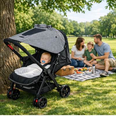 Par soleil pour poussette UV maximale bébé dodo pique-nique famille