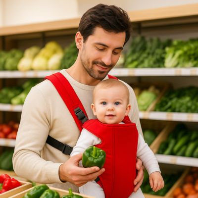 Porte bébé compact papa marché