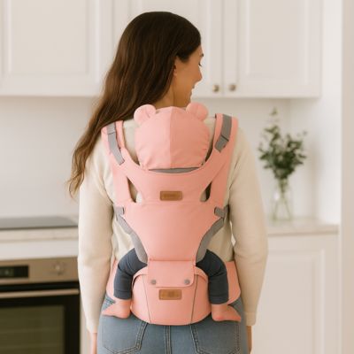 Porte bébé ergonomique évolutif capuche ourson bébé dodo cuisine
