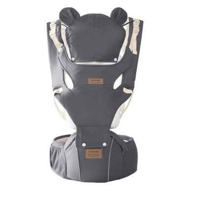 Porte bébé ergonomique évolutif capuche ourson gris