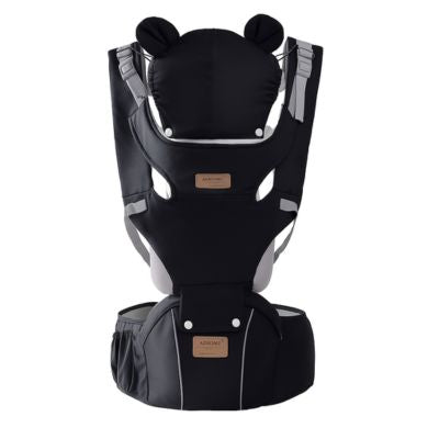 Porte bébé ergonomique évolutif capuche ourson noir