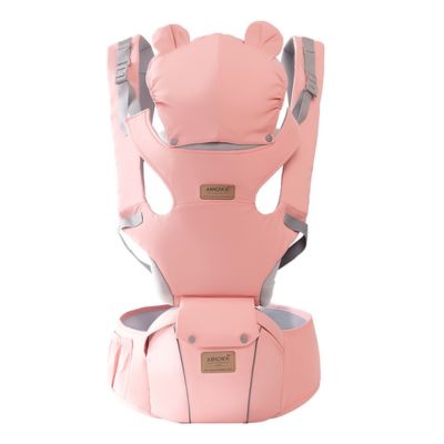 Porte bébé ergonomique évolutif capuche ourson rose