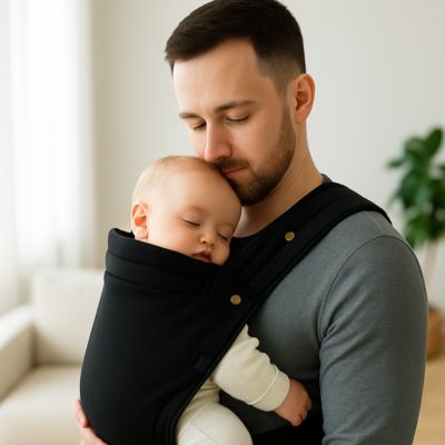 Porte bébé physiologique enveloppant papa bienveillant