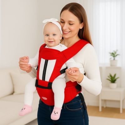 Porte bebe physiologique mains libres bebe souriant