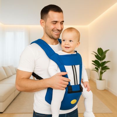 Porte bébé physiologique mains libres papa heureux