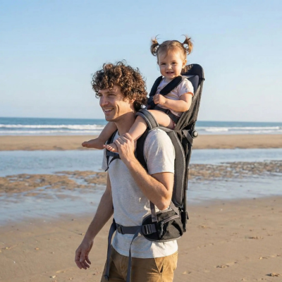 Porte-bébé randonnée ultra-léger papa bébé fille promenade plage