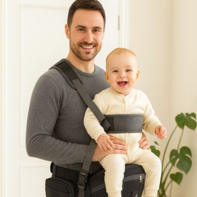 Porte bébé tabouret hanche papa salon