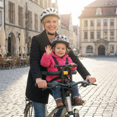 Porte bébé vélo sécurité maximale maman fillette village boutique