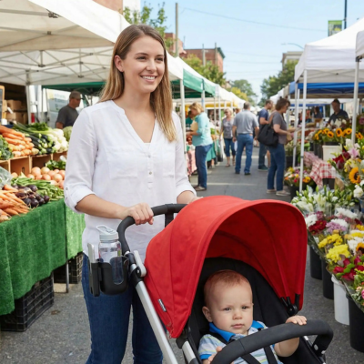 Porte-gobelet poussette mains libres maman bébé marché