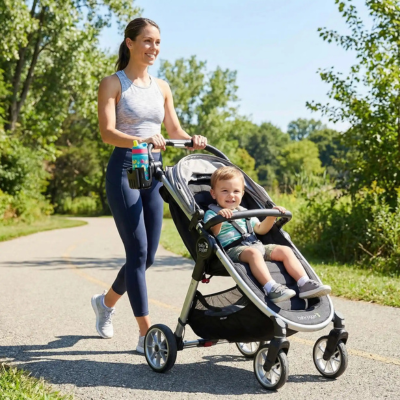 Porte-gobelet poussette universel 2 en 1  maman fitness bébé souriant