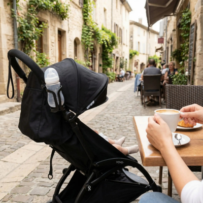 Porte-gobelet poussette universel rotatif maman caf. terrasse