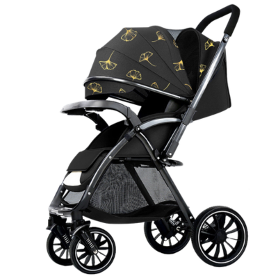 Poussette bébé confort compacte noire feuille d'abricot