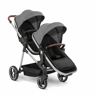 Poussette bébé confort double compacte grise