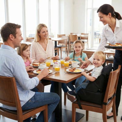Rehausseur chaise 2 en 1 nomade déjeuner famille restaurant