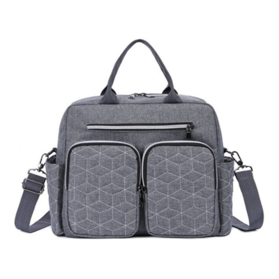 Sac à langer bandoulière ultra-organisé gris
