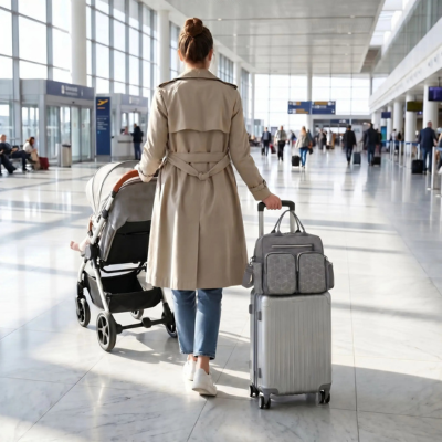 Sac à langer bandoulière ultra-organisé valise aéroport maman pousse poussette