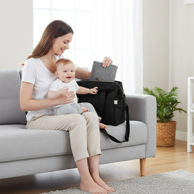 Tapis à langer nomade compact élégant maman salon 