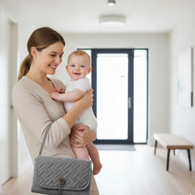 Tapis à langer nomade compact élégant maman sortie 