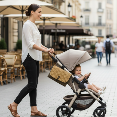 Tapis à langer nomade compact élégant promenade village