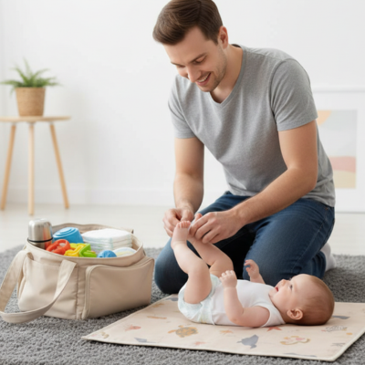 Tapis à langer nomade confort papa lange bébé salon